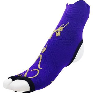 Damskie skarpetki techniczne Dynamic Yoga, antypoślizgowe, fioletowo-złote. Fioletowe skarpetki R-EVENGE, bez wzorów, z lycry. Za 147,50 zł.