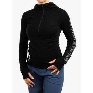 Bluza termoaktywna damska Mons Royale Bella Tech Hood. Czarne bluzy Mons Royale, m, bez wzorów, bez kaptura. Za 392,99 zł.