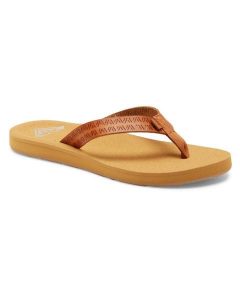 Japonki damskie ROXY Porto Motif. Brązowe klapki Roxy, bez wzorów, z materiału, bez obcasa. Za 99,99 zł.
