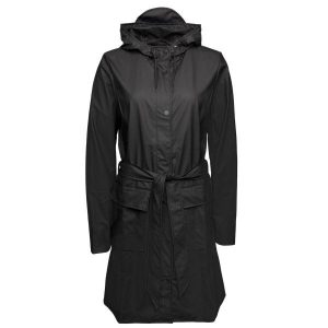 Rains Curve Long Jacket W3 2025-SS. Czarne kurtki Rains, bez wzorów, bez kaptura. Za 480,70 zł.