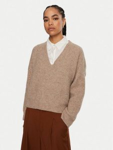 Gestuz Sweter Alpha 10909332 Beżowy Loose Fit. Brązowe swetry klasyczne Gestuz, xs, z wełny, bez kołnierzyka. Za 589,99 zł.