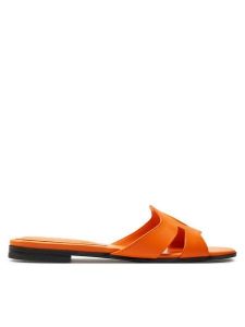 Guess Klapki FLGCIA LEA19 Pomarańczowy. Brązowe klapki Guess, z aplikacjami, ze skóry, bez obcasa. Za 499,99 zł.
