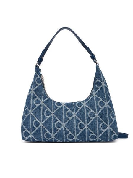 Calvin Klein Torebka Emblem Aop Denim Shoulder Bag LV04F3431G Niebieski. Niebieskie torebki klasyczne Calvin Klein, bez wzorów, z denimu, bez dodatków. Za 489,99 zł.