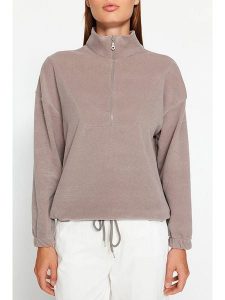 Trendyol Bluza w kolorze beżowym rozmiar: M. Brązowe bluzy Trendyol, m, bez wzorów, bez kaptura. Za 65,85 zł.