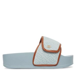 Klapki Liu Jo. Niebieskie klapki Liu Jo, bez wzorów, bez obcasa. Za 329,99 zł.