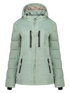 Geographical Norway Kurtka zimowa "Beachwood" w kolorze miętowym rozmiar: L. Zielone kurtki Geographical Norway, na zimę, l, z aplikacjami, z puchu, bez kaptura. Za 253,95 zł.