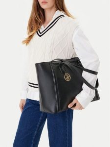 Beverly Hills Polo Club Torebka CEO-BHPC-L-007-08 Czarny. Czarne shopper bag Beverly Hills Polo Club, bez wzorów, ze skóry, bez dodatków. Za 229,99 zł.