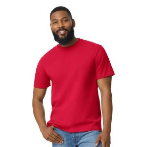 Koszulka Unisex Dla Dorosłych Softstyle Midweight. Czerwone bluzki GILDAN, xl, bez wzorów, sportowe, bez kołnierzyka, bez ramiączek. Za 43,99 zł.