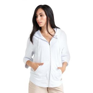 Bluza Chic Boxing z zamkiem błyskawicznym i rękawami ¾. Białe bluzy LEONE 1947 APPAREL, l, bez wzorów, z tkaniny, bez kaptura. Za 157,88 zł.