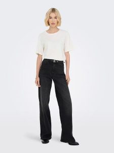 JDY Dżinsy - Comfort fit - w kolorze czarnym rozmiar: L/L32. Czarne jeansy JDY, z aplikacjami, ze skóry, z podwyższonym stanem. Za 144,92 zł.