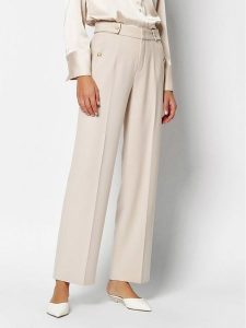 Rosner Spodnie "Mara" w kolorze kremowym rozmiar: 44/L30. Brązowe spodnie z wysokim stanem Rosner, bez wzorów, z materiału, z podwyższonym stanem. Za 156,98 zł.