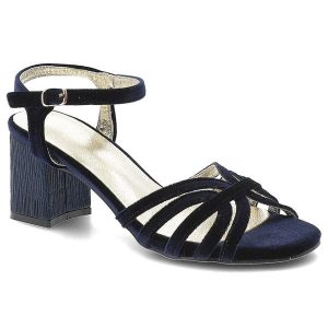 Sandały damskie S.Barski, cholewka z materiały elegancki fason na obcasie, granatowe, SR61-0102. Niebieskie sandały S.BARSKI, bez wzorów, bez obcasa, na obcasie, bez zapięcia. Za 189,00 zł.