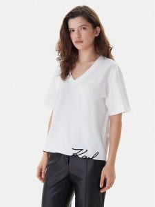 KARL LAGERFELD T-Shirt B1W17031 Biały Relaxed Fit. Białe t-shirty KARL LAGERFELD, xl, bez wzorów, z bawełny, bez kołnierzyka, bez ramiączek. Za 288,99 zł.