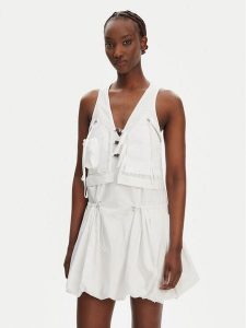 PINKO Sukienka codzienna Benny 105305 A2MO Biały Regular Fit. Białe sukienki Pinko, na co dzień, bez wzorów, z bawełny, bez kołnierzyka, bez ramiączek, proste. Za 669,99 zł.