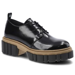 Czarne Półbuty Chebello Damskie Eleganckie Obuwie. Czarne półbuty CheBello, bez wzorów, z lakierowanej skóry, bez obcasa, bez zapięcia. Za 269,00 zł.