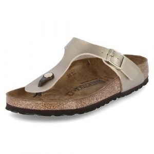 Japonki damskie Birkenstock Gizeh. Żółte klapki Birkenstock, bez wzorów, z materiału, bez obcasa. Za 339,00 zł.