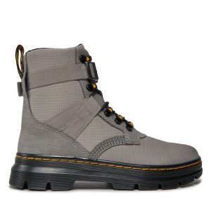 Trapery Dr. Martens. Szare buty zimowe Dr. Martens, bez obcasa, bez zapięcia. Za 799,99 zł.