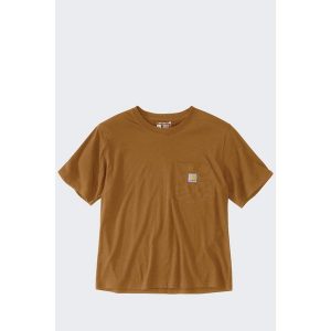 Koszulka damska bawełniana z kieszonką Carhartt Lightweight. Brązowe bluzki CARHARTT, l, bez wzorów, z bawełny, sportowe, bez kołnierzyka, bez ramiączek. Za 123,99 zł.