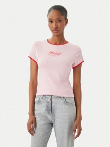 Tommy Hilfiger T-Shirt Logo Graphic Ringer WW0WW49245 Różowy jasny Slim Fit. Czerwone t-shirty TOMMY HILFIGER, xl, bez wzorów, z bawełny, bez kołnierzyka, bez ramiączek. Za 209,99 zł.