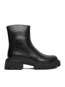 Badura Botki C-ANAHI-MX01415-2 Czarny. Czarne botki Badura, bez wzorów, ze skóry, bez obcasa, na płaskiej podeszwie, bez zapięcia. Za 299,99 zł.