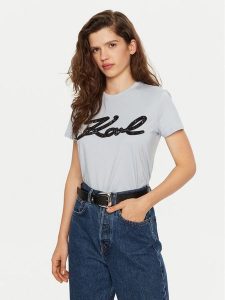 KARL LAGERFELD T-Shirt A1W17117 Niebieski Regular Fit. Niebieskie t-shirty KARL LAGERFELD, s, bez wzorów, z bawełny, bez kołnierzyka, bez ramiączek. Za 269,99 zł.