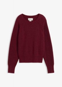Sweter z miękkiej mieszanki wełny. Czerwone swetry klasyczne bonprix, z bawełny, bez kołnierzyka. Za 249,99 zł.