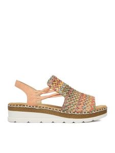 Rieker Sandały CEO-V1241-90 Kolorowy. Sandały Rieker, bez wzorów, z materiału, bez obcasa, na koturnie, bez zapięcia. Za 319,99 zł.