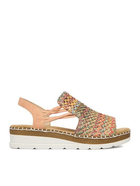 Rieker Sandały CEO-V1241-90 Kolorowy. Sandały Rieker, bez wzorów, z materiału, bez obcasa, na koturnie, bez zapięcia. Za 319,99 zł.