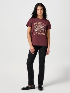 Wrangler Koszulka w kolorze bordowym rozmiar: M. Czerwone bluzki Wrangler, m, bez wzorów, z bawełny, bez kołnierzyka, bez ramiączek. Za 83,81 zł.