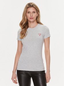 Guess T-Shirt W2YI44 J1314 Szary Slim Fit. Szare t-shirty Guess, xs, z aplikacjami, z bawełny, bez kołnierzyka, bez ramiączek. Za 89,99 zł.