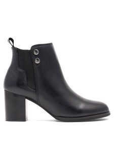 Lasocki Botki WB-BOUVIER-AW22-51 Czarny. Czarne botki Lasocki, bez wzorów, ze skóry, bez obcasa, na słupku, bez zapięcia. Za 279,99 zł.