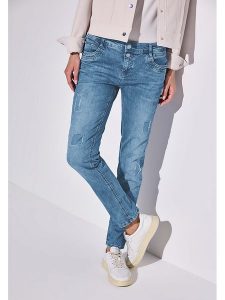 Street One Dżinsy - Regular fit - w kolorze niebieskim rozmiar: W29/L28. Niebieskie jeansy Street One, z aplikacjami, ze skóry. Za 144,92 zł.