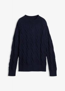 Sweter oversize z miękkiej mieszanki wiskozy. Niebieskie swetry klasyczne bonprix, z wiskozy, bez kołnierzyka. Za 124,99 zł.