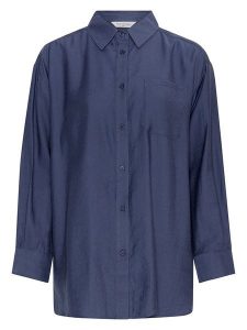 MOSS COPENHAGEN Koszula w kolorze granatowym rozmiar: M/L. Niebieskie koszule Moss Copenhagen, l, bez wzorów, bez kołnierzyka, bez ramiączek. Za 132,05 zł.