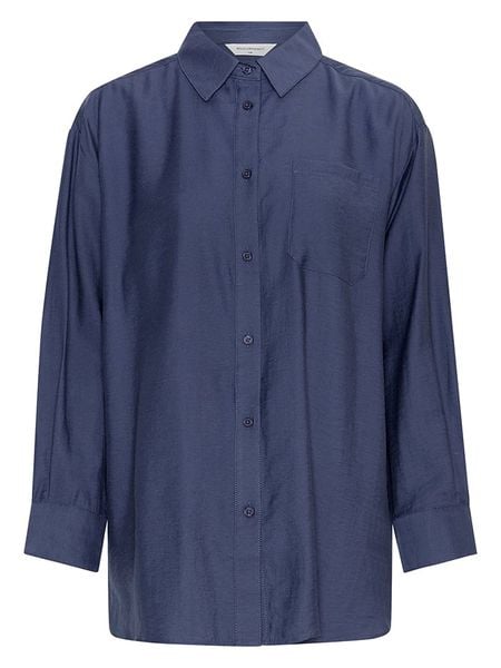 MOSS COPENHAGEN Koszula w kolorze granatowym rozmiar: M/L. Niebieskie koszule Moss Copenhagen, l, bez wzorów, bez kołnierzyka, bez ramiączek. Za 96,37 zł.