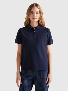Benetton Koszulka polo w kolorze granatowym rozmiar: XL. Niebieskie bluzki Benetton, xl, bez wzorów, bez kołnierzyka, bez ramiączek. Za 114,17 zł.