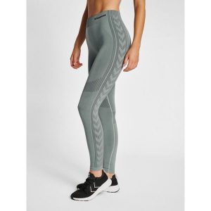 Damskie legginsy bezszwowe Hummel Shaping. Zielone legginsy Hummel, bez wzorów. Za 130,50 zł.