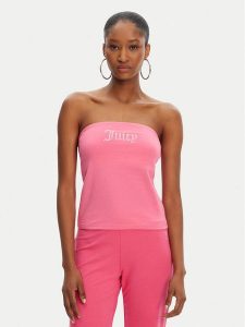 Juicy Couture Top Babey JCWCT23310 Różowy Slim Fit. Czerwone topy Juicy Couture, l, bez wzorów, z bawełny, bez kołnierzyka, bez ramiączek. Za 79,99 zł.