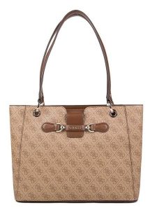 Guess Shopper bag w kolorze karmelowym - 34 x 2,5 x 9 cm rozmiar: onesize. Brązowe shopper bag Guess, z aplikacjami, z materiału, na ramię, bez dodatków. Za 440,28 zł.
