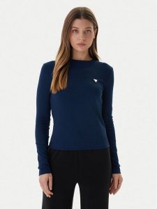 Guess Bluzka V6RI00 KD741 Granatowy Slim Fit. Niebieskie bluzki Guess, m, z aplikacjami, z bawełny, bez kołnierzyka, bez ramiączek. Za 199,99 zł.