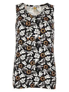 Roadsign Top w kolorze biało-pomarańczowo-czarnym rozmiar: S. Czarne topy Roadsign, s, bez wzorów, z wiskozy, bez kołnierzyka, bez ramiączek. Za 43,99 zł.