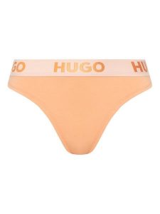 HUGO Stringi 50469651 Pomarańczowy. Brązowe stringi Hugo, bez wzorów, z bawełny. Za 49,99 zł.