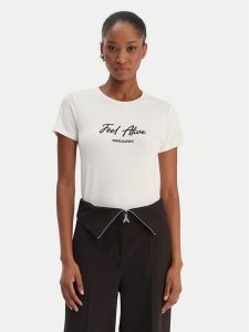 Patrizia Pepe T-Shirt 8M1807/J051-W146 Biały Regular Fit. Białe t-shirty Patrizia Pepe, m, bez wzorów, z wiskozy, bez kołnierzyka, bez ramiączek. Za 299,99 zł.