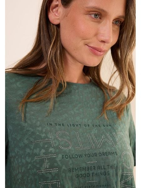 Cecil Koszulka w kolorze ciemnozielonym rozmiar: M. Zielone bluzki Cecil, m, bez wzorów, z bawełny, bez kołnierzyka, bez ramiączek. Za 78,47 zł.