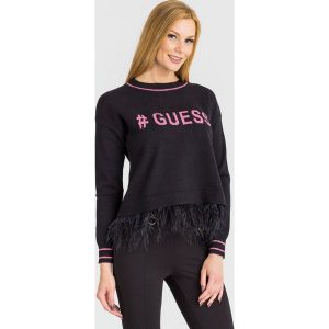 SWETER ISOTTA Guess. Swetry klasyczne Guess, xs, bez kołnierzyka. W wyprzedaży za 91,80 zł.