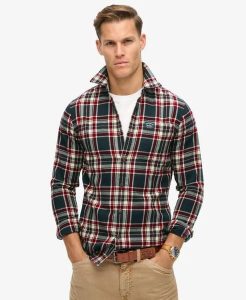 Superdry Koszula lumberjack z długim rękawem z bawełny – Kansas Check Navy. Niebieskie koszule Superdry, xl, z aplikacjami, z bawełny, bez kołnierzyka, bez ramiączek. Za 357,25 zł.
