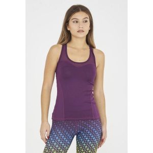 Top fitness damski ZERL fioletowy. Fioletowe topy ELPLAYER, bez wzorów, z elastanu, sportowe, bez kołnierzyka, bez ramiączek. Za 69,00 zł.