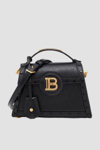 BALMAIN Czarna torebka B-buzz Dynasty-cuir. Czarne kuferki Balmain, bez wzorów, ze skóry, na ramię, duże, bez dodatków. W wyprzedaży za 7 799,99 zł.