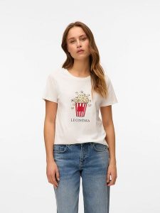 Vero Moda Koszulka w kolorze białym rozmiar: M. Białe bluzki Vero Moda, m, bez wzorów, z bawełny, bez kołnierzyka, bez ramiączek. Za 65,85 zł.