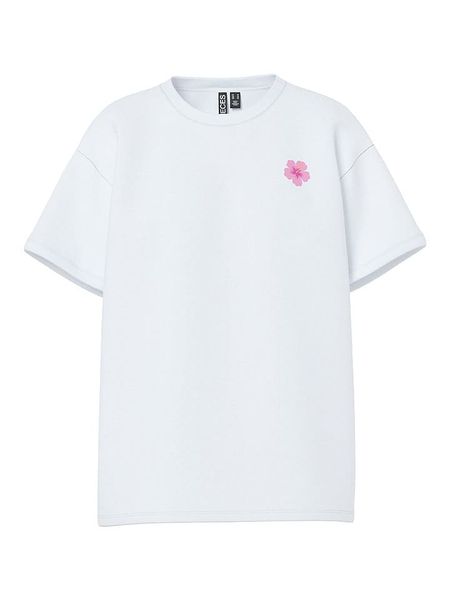 Pieces Koszulka "Alifi" w kolorze biało-jasnoróżowo-żółtym rozmiar: L. Białe bluzki Pieces, l, bez wzorów, z bawełny, bez kołnierzyka, bez ramiączek. Za 66,00 zł.